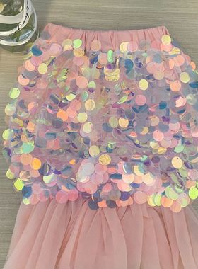 Women's mesh sequin fishtail skirt 女生包臀网纱亮片鱼尾裙子