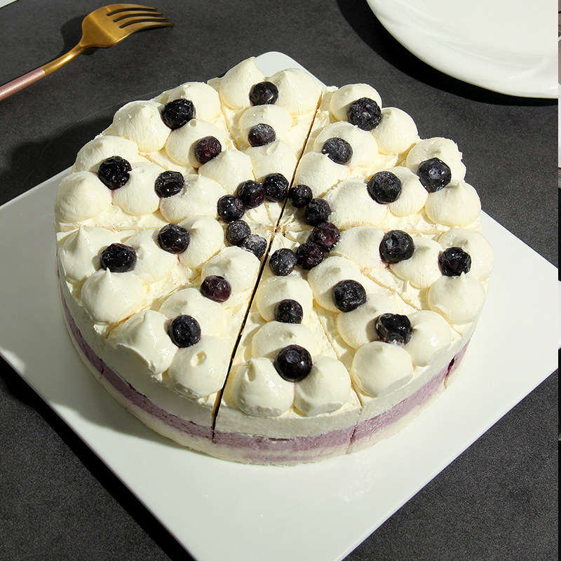 斓可经典蓝莓芝士三角形慕斯蛋糕咖啡店下午茶商用冷冻半成品甜品