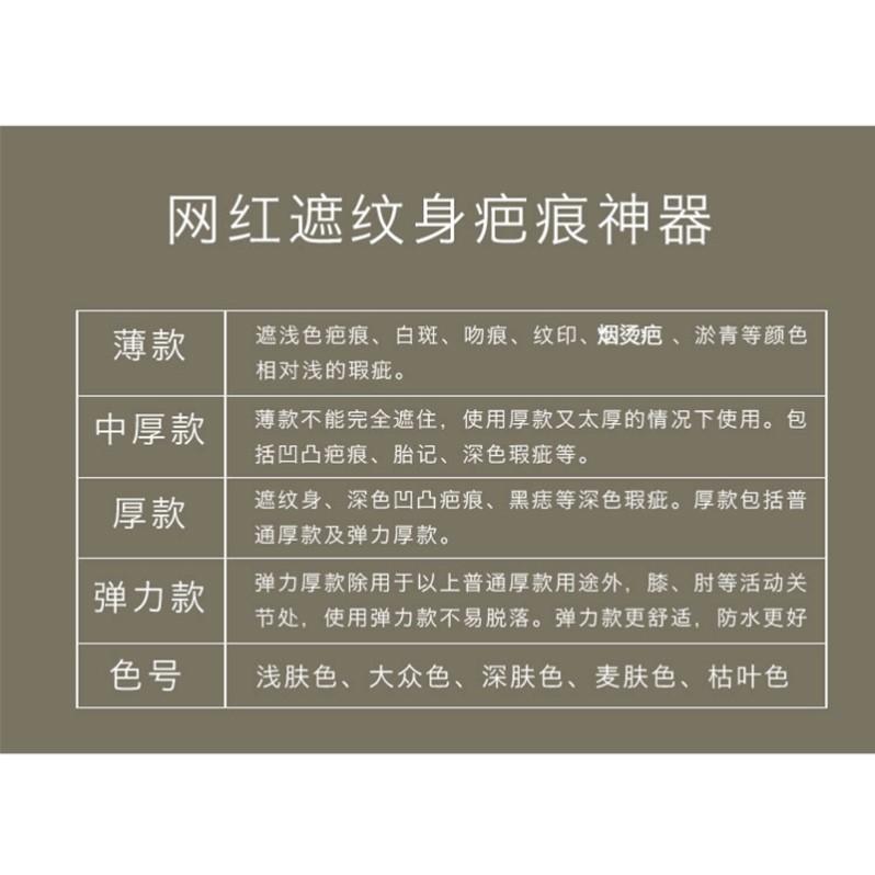 专业纹身遮盖贴纸伤疤遮疤挡疤痕纹身贴胎记仿肉色假皮肤贴剖腹产 彩妆/香水/美妆工具 遮瑕 原图主图