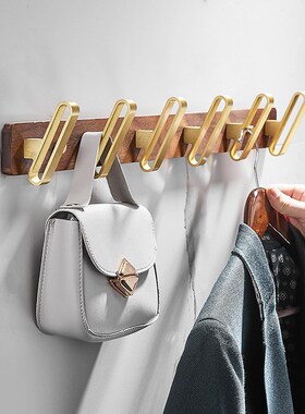 浴室黑胡桃木挂钩卫生间门后毛巾衣服挂钩衣帽钩排钩免打孔挂衣钩