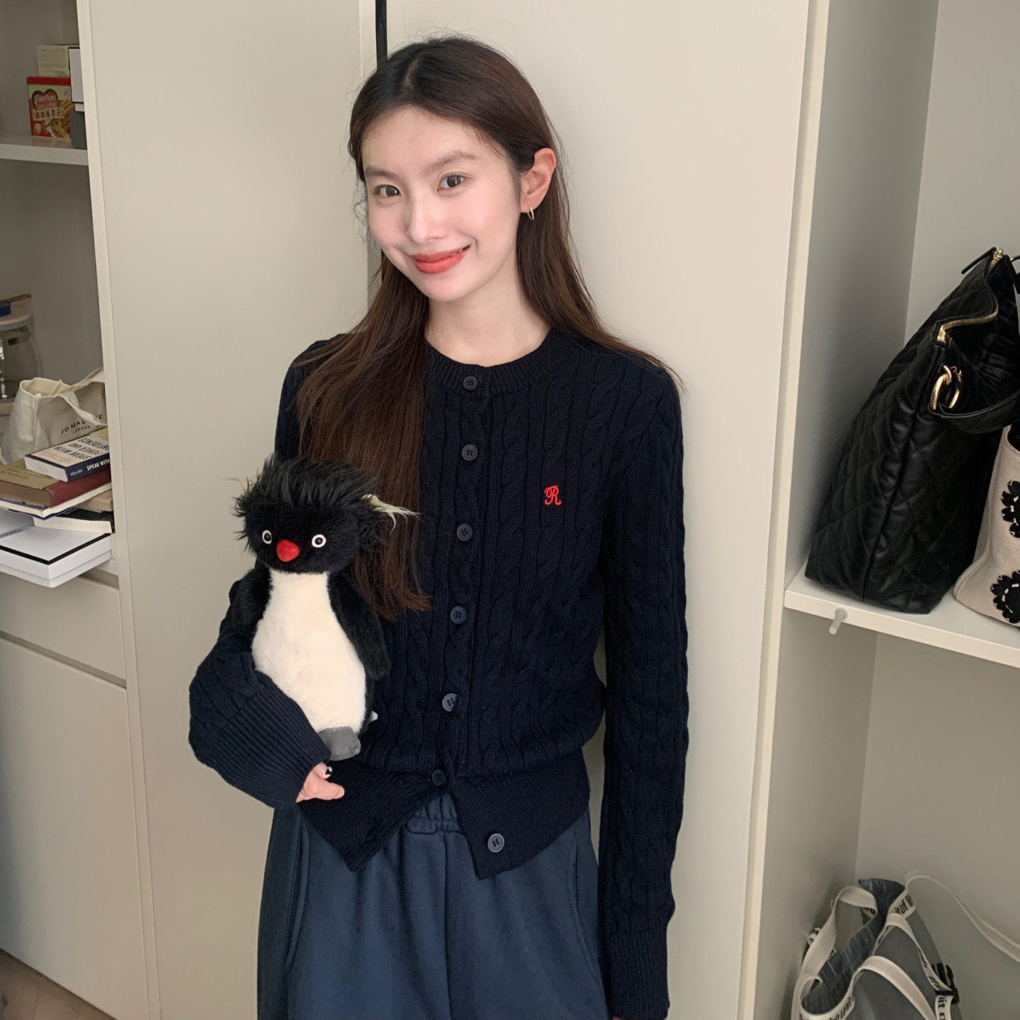 短款纯棉毛衣开衫女内搭学院风复古麻花藏蓝色正肩针织衫上衣秋冬,个性定制/设计服务/DIY,棉服工装,淘宝优惠券,粉丝福利购,淘宝优惠卷