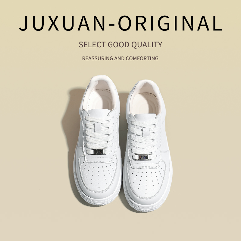 头层牛皮平底小白鞋女羊皮内里