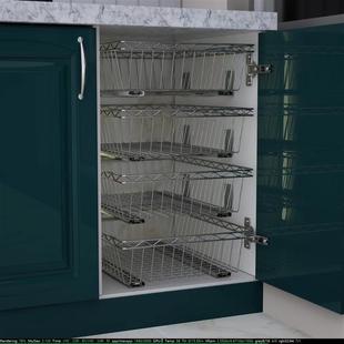 碗碟架子收 现货速发厨房橱柜DIY多层调料单层不锈钢拉篮置抽屉式