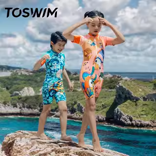 TOSWIM儿童泳衣女童男童小中大童连体防晒女孩泳装洋气宝宝游泳衣