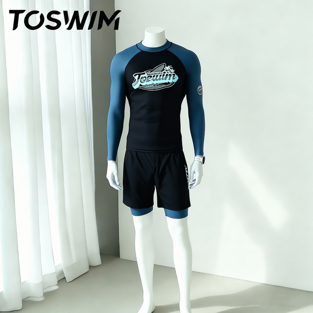 【样衣清仓-蓝岸海风】TOSWIM拓胜正品泳裤防晒速干男士泳衣温泉