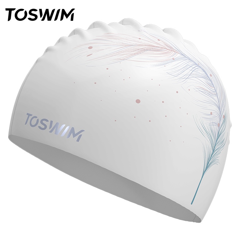 【样品清仓-飞羽流光】TOSWIM游泳帽女防水长发加大硅胶女士泳帽