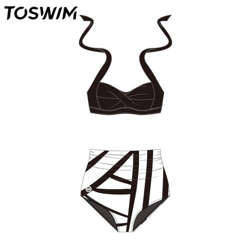 【瑕疵清仓-律动线条】TOSWIM分体泳衣女比基尼显瘦游泳衣性感