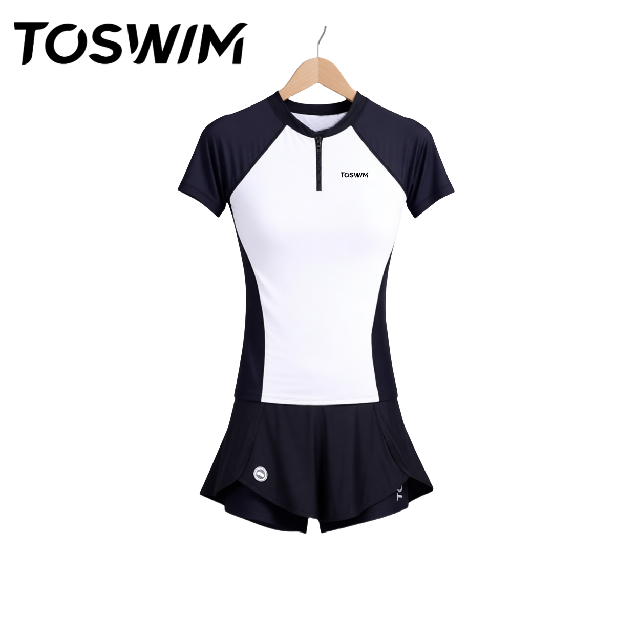 【样衣清仓-原初黑白】TOSWIM拓胜正品分体泳衣女温泉平角套装