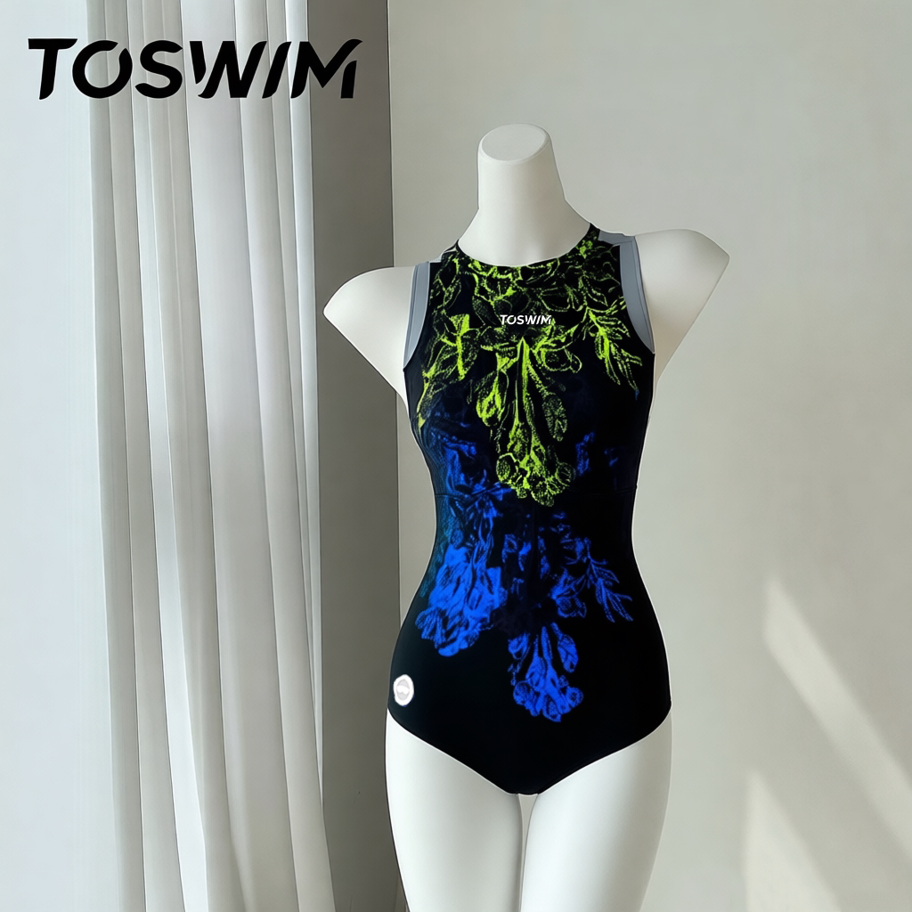 【瑕疵清仓-青提秘境】TOSWIM拓胜正品泳衣女款成人连体三角竞速图片