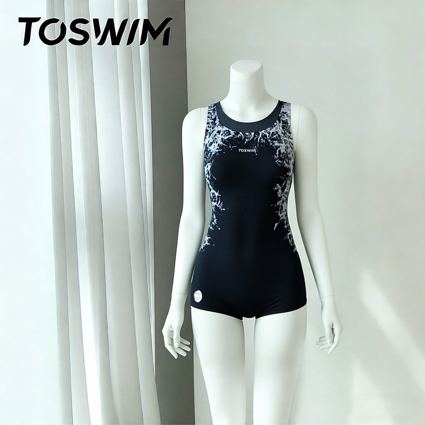 【瑕疵清仓-暗丛荆棘】TOSWIM拓胜正品泳衣女士连体平角竞速温泉