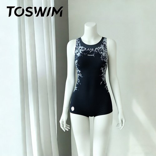 【样衣清仓-暗丛荆棘】TOSWIM拓胜正品泳衣女士连体平角竞速温泉