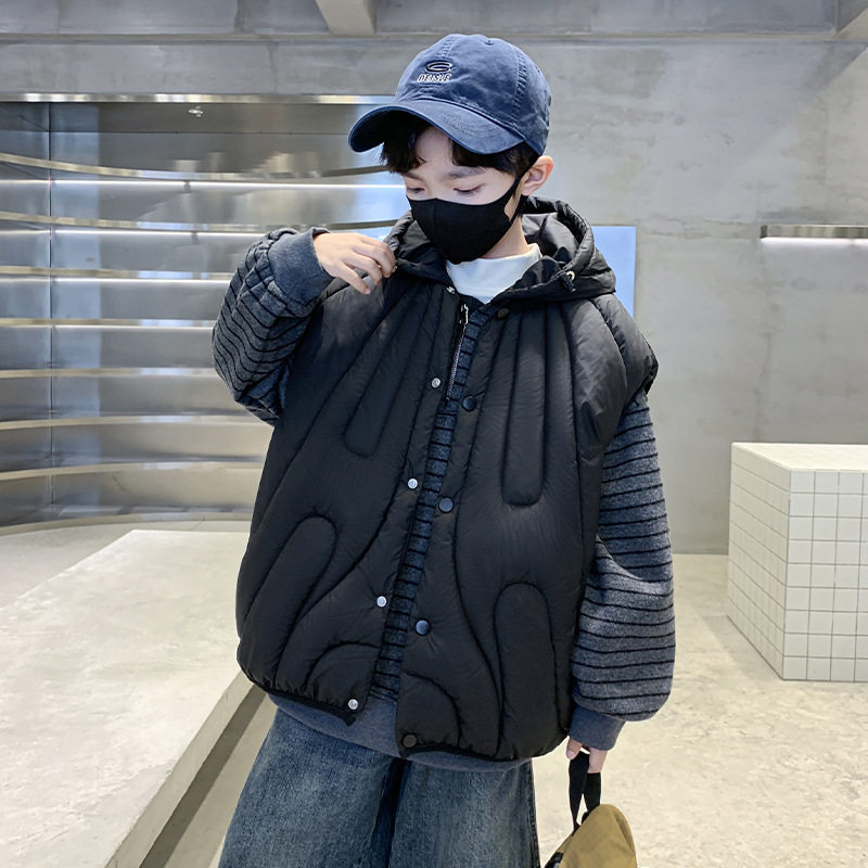 男童秋冬款羽绒棉马甲2025新款中大童夹棉冬装卫衣马夹两件套潮牌,童装/婴儿装/亲子装,马甲,淘宝优惠券,粉丝福利购,淘宝优惠卷