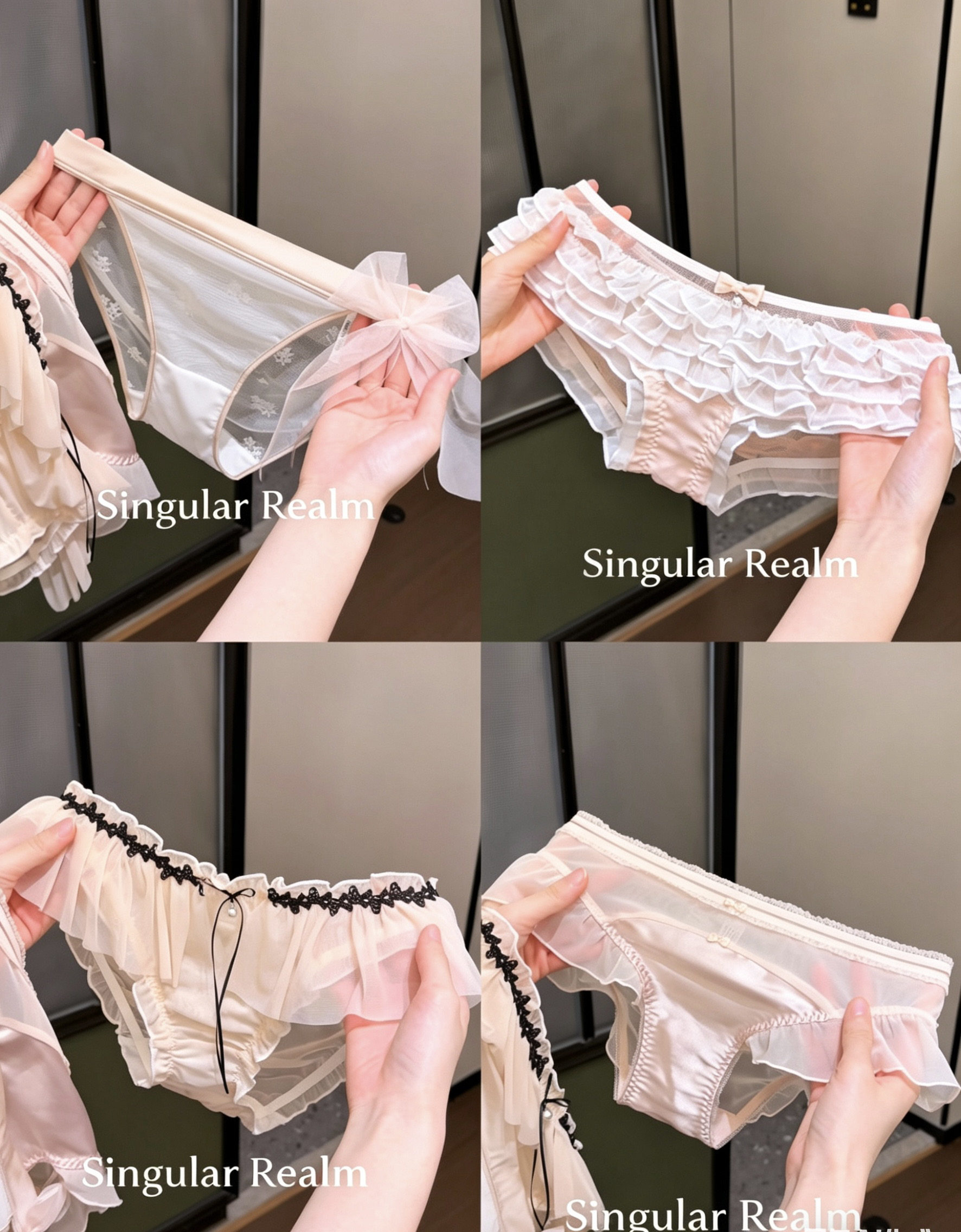 甜悦诗吟*法式蕾丝内裤女纯欲风性感低腰网纱透明网纱三角裤