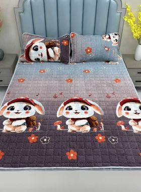 A类牛奶绒床护垫加绒床褥子秋冬保暖夹棉牛奶绒星星床护垫