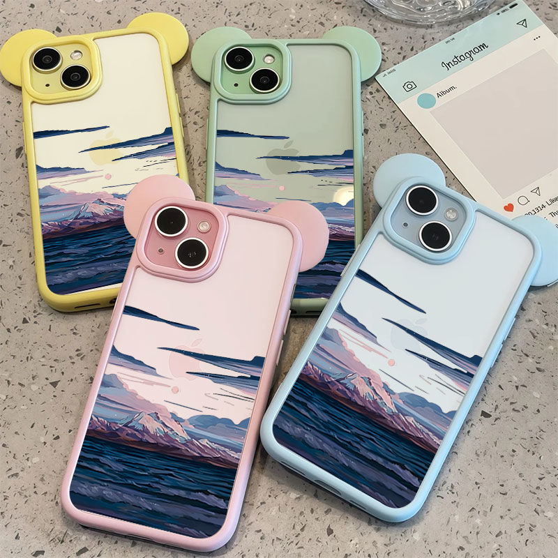 大海雪山适用苹果16米奇耳朵iphone14透明壳12promax简约15plus潮