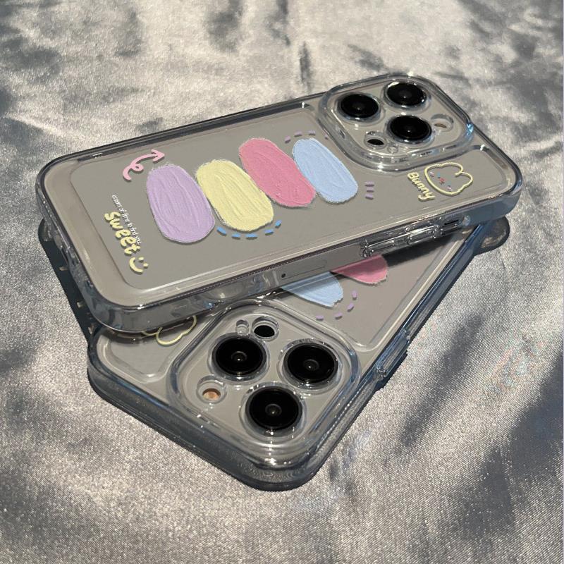 油画涂鸦兔子适用于苹果14promax手机壳13透明iPhonexs硅胶xr网红x女款12i全包11防摔mini新款8p