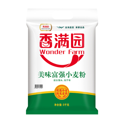 香满园面粉美味富强小麦粉5kg袋10斤装包子饺子馒头中筋面粉团购
