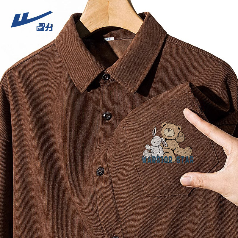 回力日系复古宽松衬衫外套男女春秋季潮牌灯芯绒叠穿内搭男款衬衣,男装,衬衫,淘宝优惠券,粉丝福利购,淘宝优惠卷