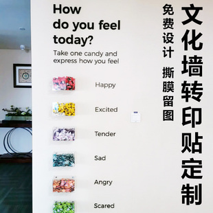 文化墙转印贴定制展厅大尺寸水晶标贴设计文字图案撕膜留字UV贴