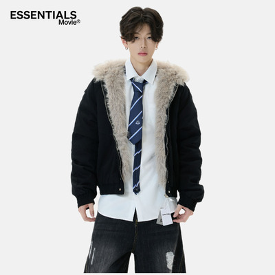 ESSENTIALS MOVIE官方韩系连帽棉服男女秋冬潮牌INS休闲上衣外套