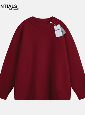 ESSENTIALS MOVIE官方圆领针织红色毛衣男女秋冬情侣潮牌时尚长袖