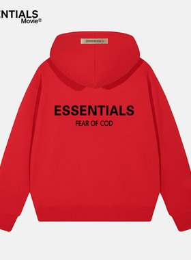 ESSENTIALS MOVIE官方红色连帽卫衣男女情侣休闲运动潮牌帽衫外套