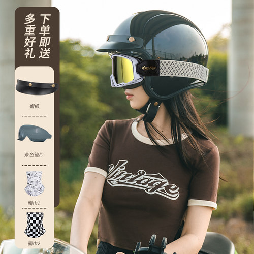 哈雷巡航车安全盔复古头盔