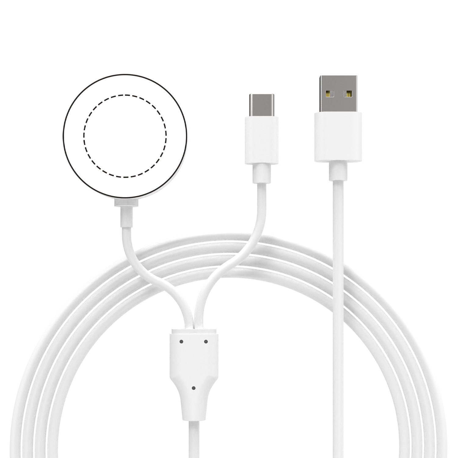 usb+type c一拖二磁吸手表无线电器数据线适用华为三星苹果