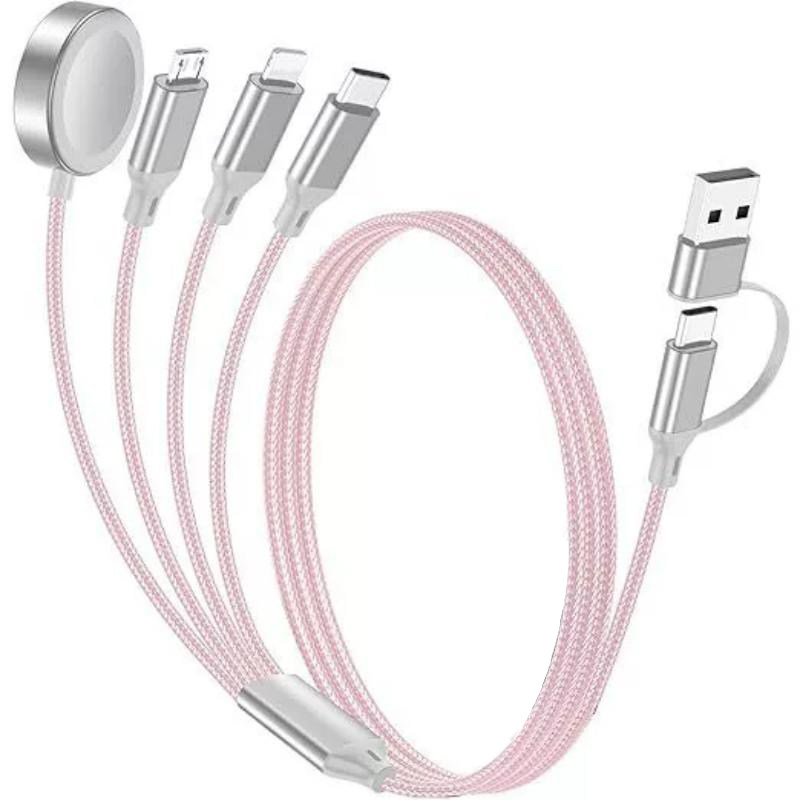 usb+type c二拖四手表iwatch磁吸无线充电器数据线适用苹果iPhone13/14/15/17多功能一拖三合一手表充电线