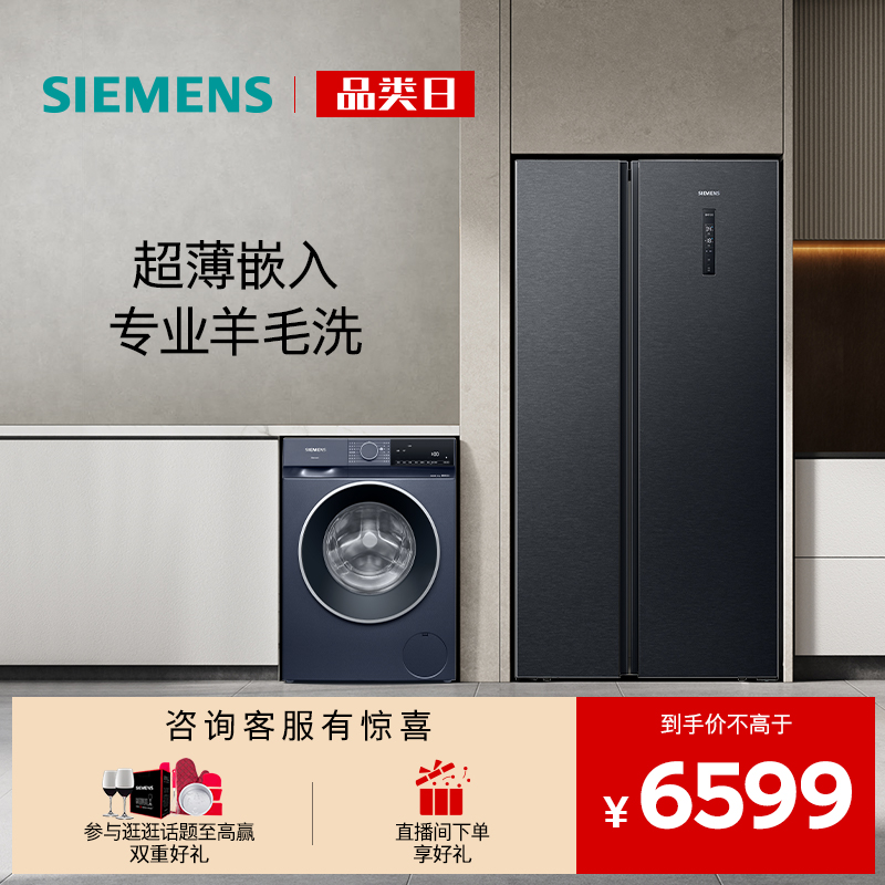 西门子对开门10kg滚筒冰洗套装
