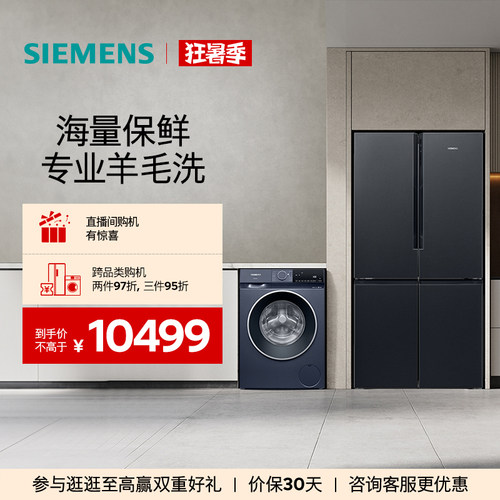 西门子十字门10kg滚筒冰洗套装