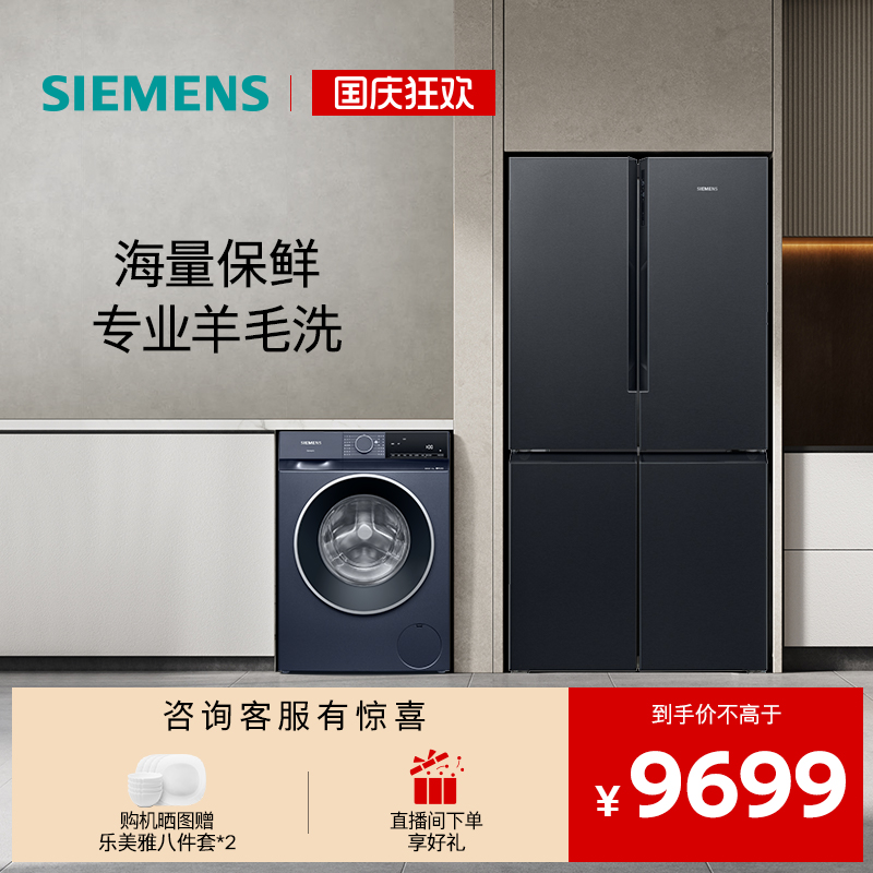 西门子十字门10kg滚筒冰洗套装