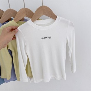 T恤内搭时髦百搭t儿童装 女宝宝上衣纯色长袖 春季 女童莫代尔打底衫
