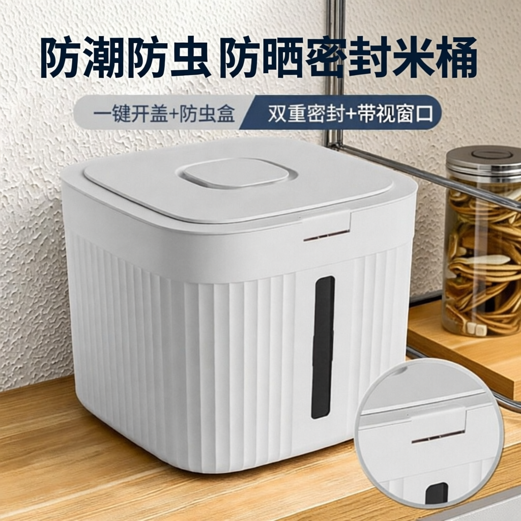 茶花米桶密封家用防虫防潮存米桶大容量收纳盒储物罐食品级面粉盒