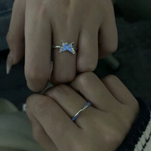 很划算！少女心爆棚粉色爱心戒指女ins小众高级开口可调节食指戒