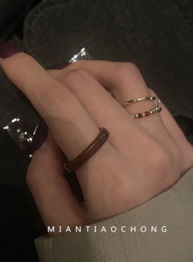 轻奢气质百搭指环复古美拉德色系戒指女小众设计感高级食指戒
