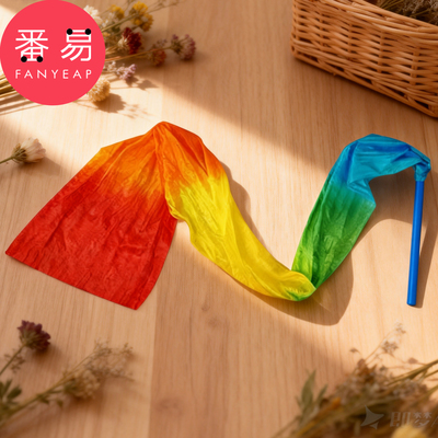 彩绸A1pq808-带棒舞蹈彩绸广场舞长绸跳舞七彩飘带运动会道具甩绸