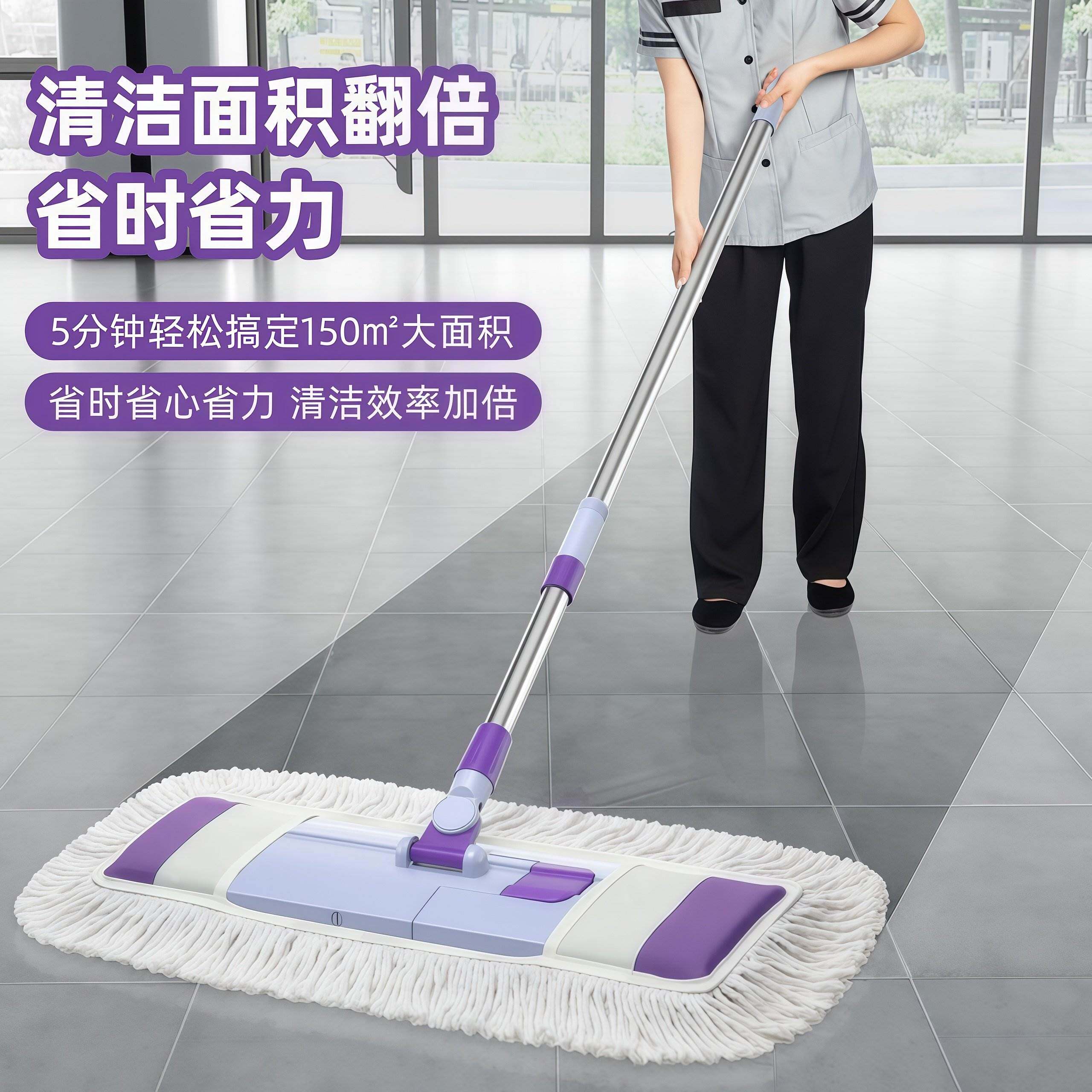 平板吸水拖把家用一拖净雪尼尔夹布不锈钢清洁拖木板瓷砖拖地神器