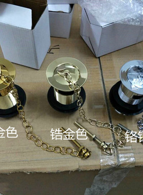 蝶陶银色P弯新款 老式下提拉式 英式立柱盆 面盆落水器 镀铬 复古