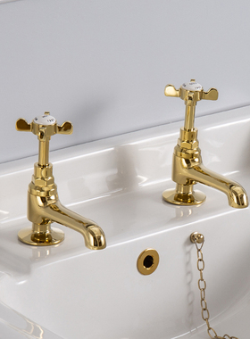 蝶陶 WESTMINSTER1902双孔双把龙头立柱脸洗手盆古典复古立栓冷热