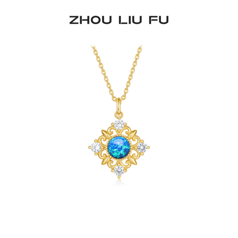 周六福S925银几何项链女