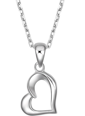 周六福爱心项链女士S925银锁骨链吊坠送女友圣诞礼物