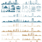 长春吉林天际线旅游线描建筑剪影地标志城市插画设计景点剪影素材