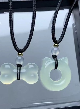 新款小狗猫猫项链骨头精美可爱吊男女坠项链情侣礼物送闺蜜