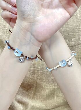 碎石小猫咪手链女高颜值精致新款闺蜜手绳ins甜美学生党情侣礼物