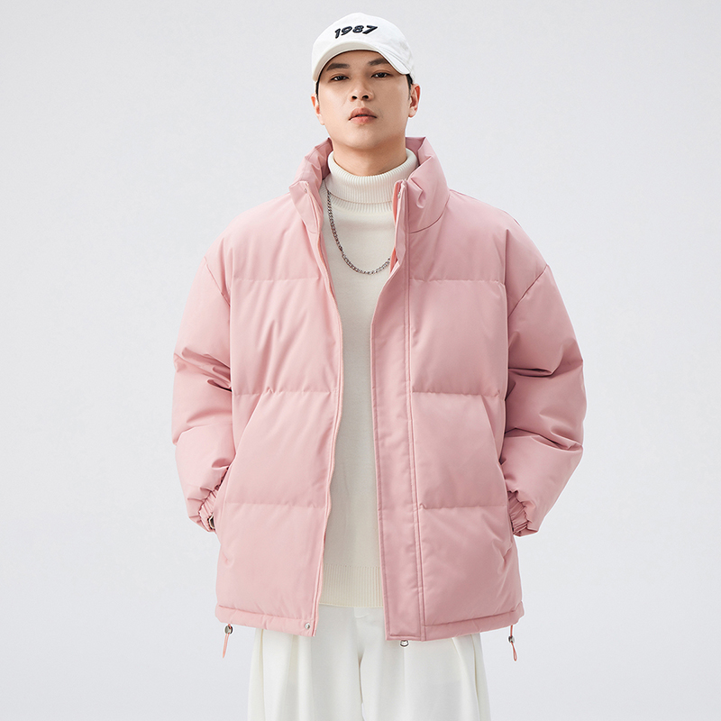 冬季立领外套男宽松休闲潮流纯色百搭冬季加厚保暖男款潮