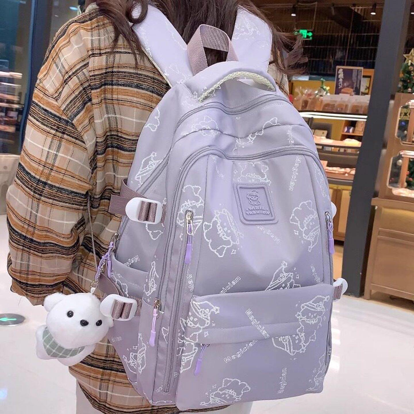 法国ZAMP专柜反光卡通狗可爱书包女初高中学生大容量减负双肩背包