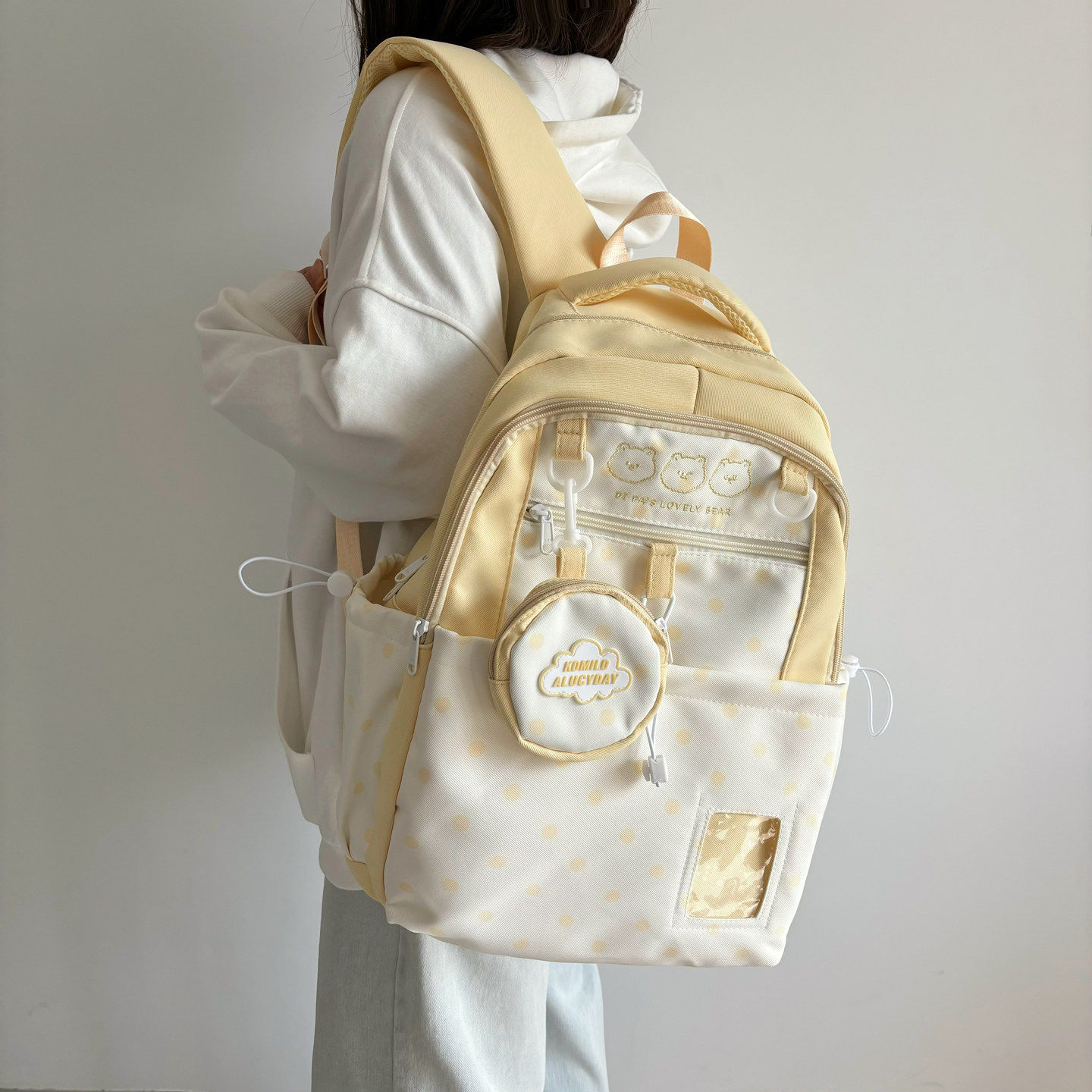 香港IT HKins初中学生书包女生波点轻便小学生双肩包减负护脊背包