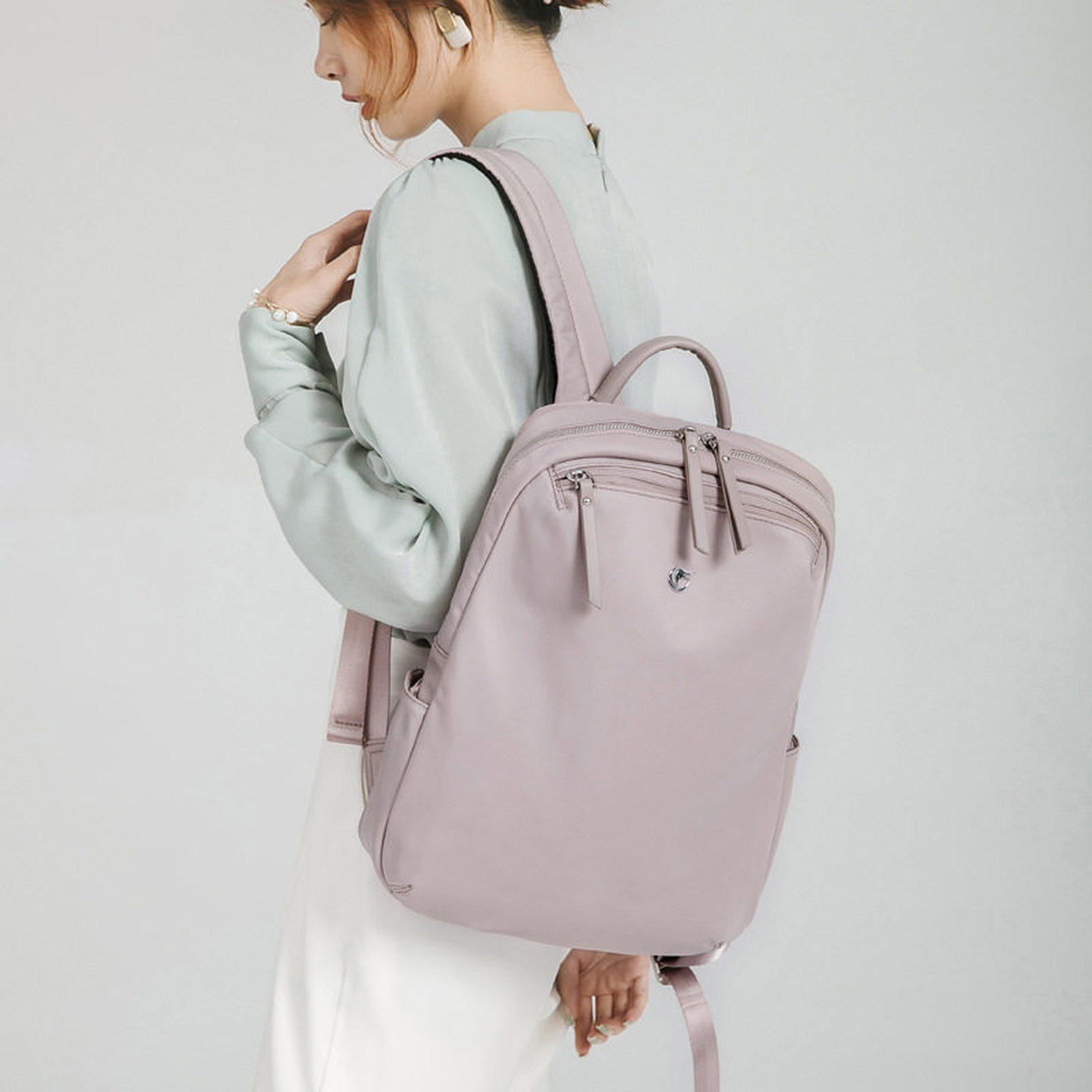 法国专柜MDITCK~ 电脑包14寸双肩包女士旅行大容量背包大学生书包