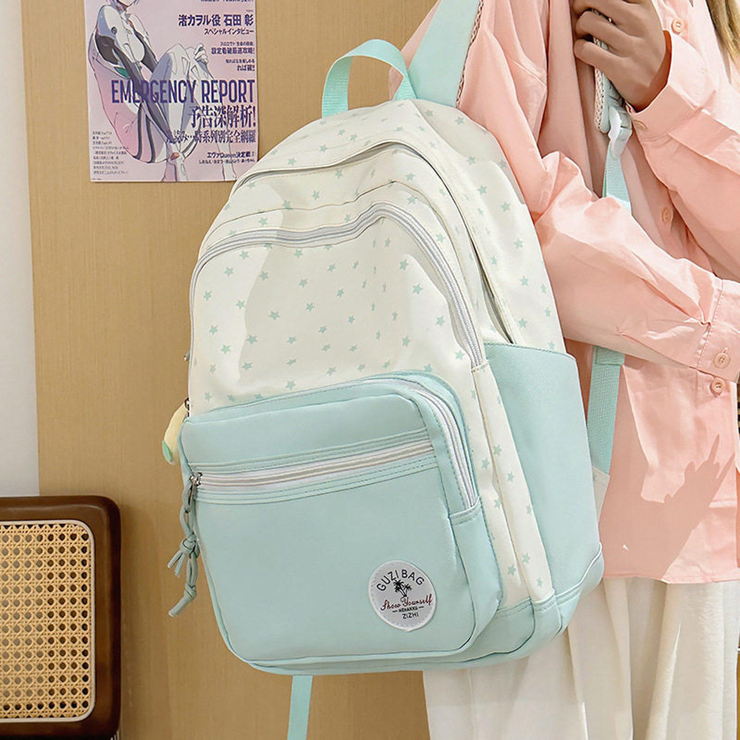 法国CsagKsag新款甜美高中生双肩包女小学生护脊书包女初中生背包